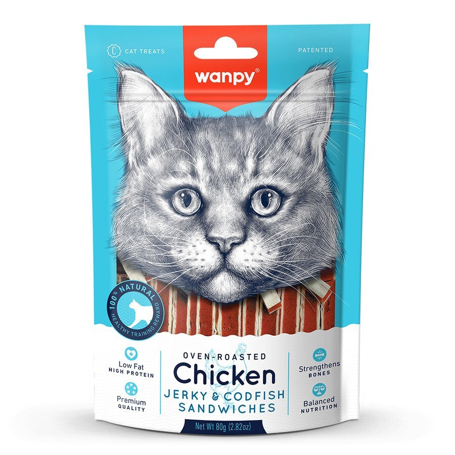 Wanpy Gerçek Tavuk Morina Balıklı Yumuşak Kedi Ödülü 80 GR | SRC: Barcode: 6927749811336